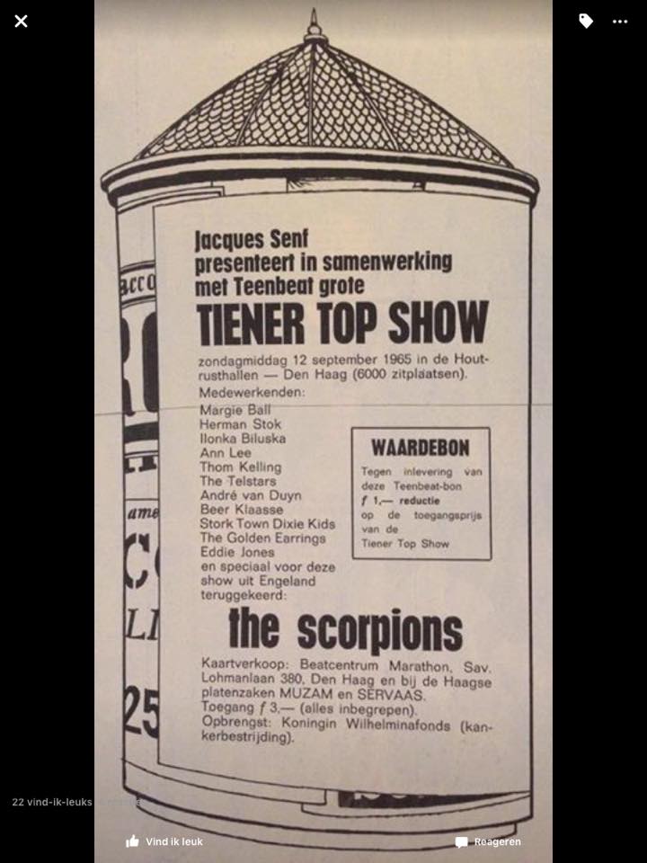 Golden Earring show picture on Just Ear-rings album sleeve Den Haag - Houtrusthallen September 12, 1965